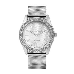 38mm Montres Carlo Women's Fashion Mesh Band Stones Quartz Dress Luxury Watch